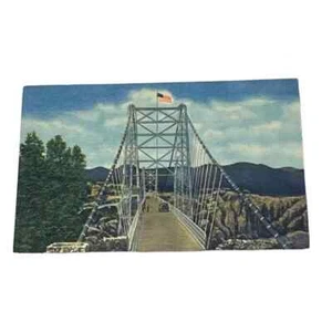 Postal Vista del puente colgante que abarca la garganta real Canon City CO B184 - Imagen 1 de 2