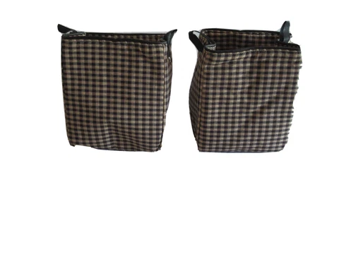 2 Longaberger Khaki Check Fabric Bin Divider Size A Small Liner Only Cotton/Poly Cover