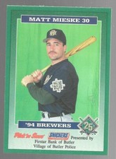 1994 Milwaukee Brewers Butler Police Matt Mieske 30 Pick N Save Baseball Card