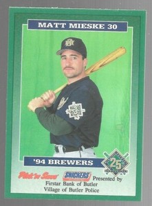 1994 Milwaukee Brewers Butler Police Matt Mieske 30 Pick N Save Baseball Card