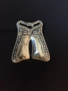 Vintage 925 Sterling Silver Cowboy  Pants Chaps Brooch Pin - Picture 1 of 6