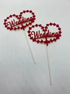 TORTENDEKO WEDDING LOVE LIEBE DEKO TOPPER CAKE 22 CM ROT GLITZER  - Bild 1 von 2