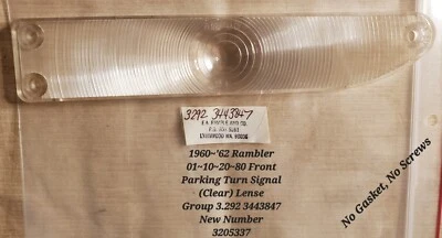 Lente de señal de giro de estacionamiento transparente delantera izquierda Rambler 01~10~20~80 1960~'62 3443847 Foto 1 de 4