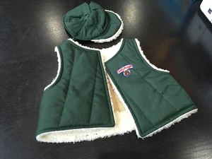 VINTAGE TEDDY RUXPIN VEST AND HAT, HUNTING CAMPING GREEN FLUFFY OUTFIT - Picture 1 of 4