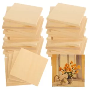 50 PCS 3x3 Wooden Squares for Crafts Natural Blank Wood Square Blocks 1/4 Inc... - Picture 1 of 7