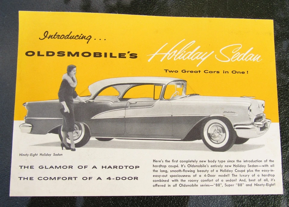 1955 Oldsmobile Introducing Ninety-Eight Holiday Sedan Chicago Auto Show Handout - Image 1 of 1
