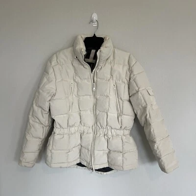 Chaqueta acolchada Larry Levine para mujer color blanco roto talla mediana  Foto 1 de 4