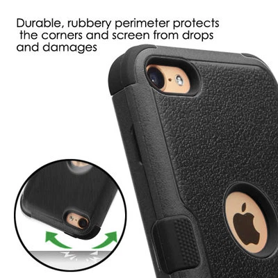 iPod Touch 5th / 6th Gen - BLACK Armor Impact Hybrid Hard&Soft Rubber Skin Case - Image 1 of 4