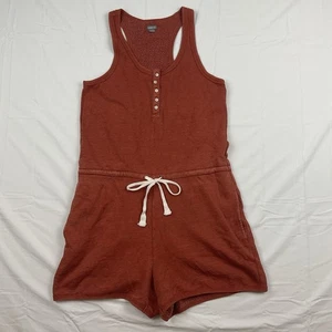 Aerie Strampler XS Rost Lounge Henley Kordelzug weich gerippt kuschelig Freizeit Sommer - Bild 1 von 10