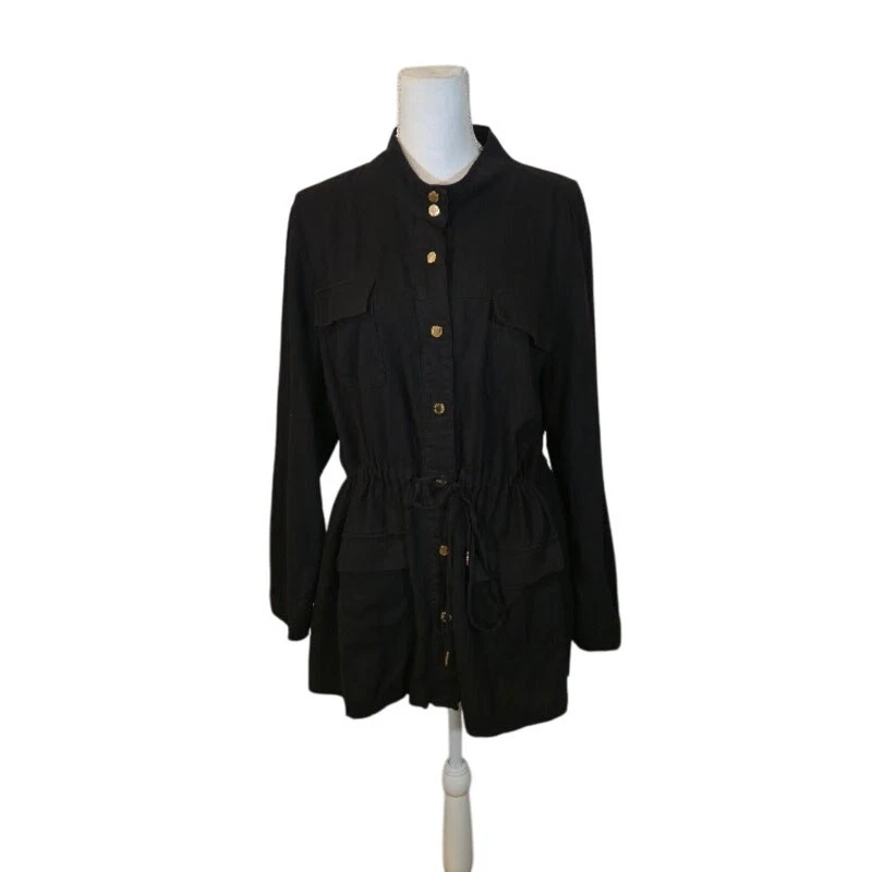 Chaqueta utilitaria para mujer Anne Klein talla XL negra bolsillos abrigo para tareas safari  Foto 1 de 4