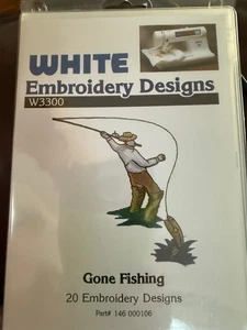 Gone Fishing Stickmotive Karte - Deko Bruder Baby Lock weiß Einfachheit - Bild 1 von 2