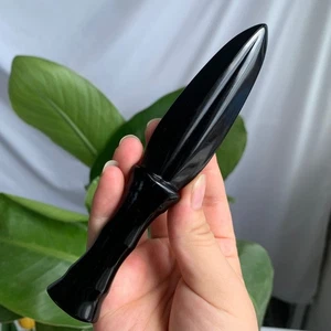 75g Obsidian Dagger Knife Carving Stone Crystal Art Spiritual Energy Decor - Imagen 1 de 8