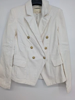 NWOT L'AGENCE Kaydence Double-Breasted Corduroy Blazer Size S White #1K455 - Image 1 of 4