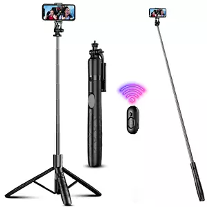 71" Professional Remote Selfie Stick With Cell Phone Holder Camera Tripod Stand - Picture 1 of 6