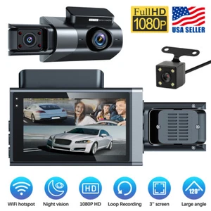 G-Sensor DVR 1080P WIFI 3 Channel Lens Car Dash Cam Front+Inside+Rear Recorder - Picture 1 of 14