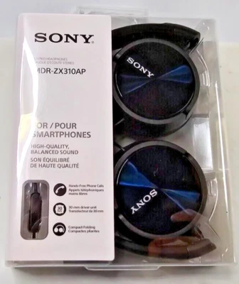 Sony MDR-ZX310AP ZX Series Wired On-Ear Headphones With Mic Black *NEW* - Image 1 of 3