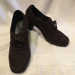 Clarks Bendables Size 8.5 Suede Leather Ankle Boots Booties Lace Up Womens Brown - Picture 1 of 9