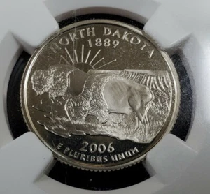 2006-S 25c State of North Dakota Proof Quarter- NGC PF 69 Ultra Cameo - Picture 1 of 4