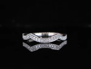 $799 Neil Lane 14K White Gold 0.12ct Diamond Curve Contour Wedding Ring Size 6.5 - Picture 1 of 7