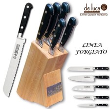 CEPPO IN LEGNO PORTA COLTELLI 5 PEZZI 'LINEA FORGIATO DE LUCA'