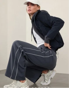NUEVO CON ETIQUETAS Athleta VENICE PANTALÓN DE TIRO ALTO A RAYAS PIERNA ANCHA talla XS Granito Azul - Imagen 1 de 10