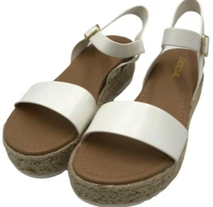 SODA Comfort White Open Toe Sandal Ankle Strap 8.5M Rubber Grip Sole Platform - Picture 1 of 8