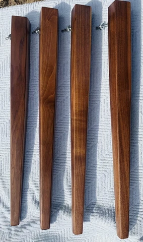 GORGEOUS Set 4 Vintage Mid Century Modern Wood Dining Table Legs WALNUT 29”L Cover