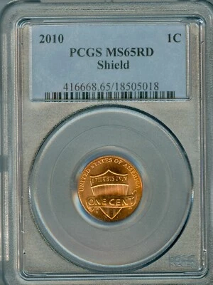 2010 Lincoln Shield cent Graded MS65 RD by PCGS - Image 1 of 3