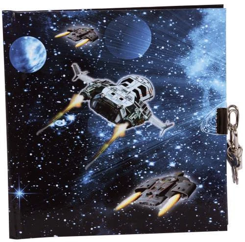 goldbuch Tagebuch mit Schloss Raumschiff 165x165 mm 96 Seiten Weltraum Notizbuch - Bild 1 von 1