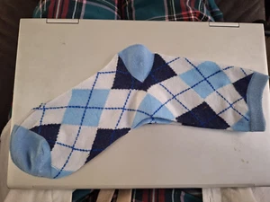 Blue Argyle Socks for youth, Approximate size 6, Made in China - Picture 1 of 4