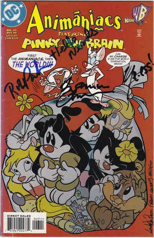 Rob Paulsen Maurice LaMarche Signed Pinky and the Brain Animaniacs ComicBooK COA Cover