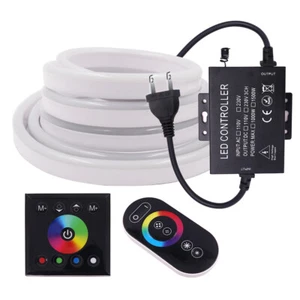 110V Neon LED Strip Light 5050 RGB Flex Rope Wire Flexible Tape+Touch Controller - Picture 1 of 12