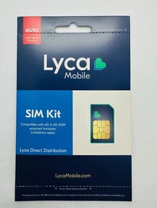 Lycamobile 4G/5G Karta SIM 3 w 1 Standard / Micro / Nano Rozmiary Wybierz swój plan - Zdjęcie 1 z 1