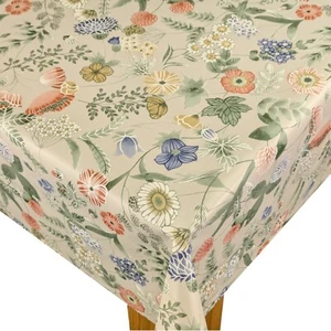 Rustic Wildflower Flowers PVC Vinyl Wipe Clean Oilcloth Tablecloth - Picture 1 of 2