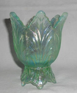 Fenton Iridescent Aqua Reversible Glass Tulip Votive Or Taper Candle Holder - Picture 1 of 6