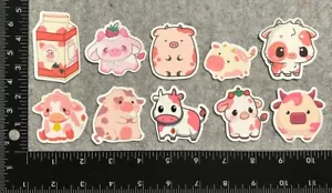 Lot of 10 Assorted Pink Cow Stickers - Picture 1 of 1