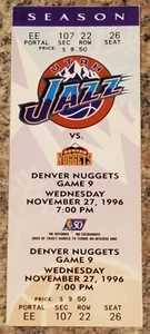 Greatest Comeback in NBA Utah Jazz 11-27-96 NBA Full ticket Denver Nuggets (Z5) - Picture 1 of 9