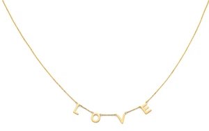 Collar con letras de amor de oro macizo de 14K 1,75 gramos asimétrico San Valentín 17" + 1" - Imagen 1 de 4