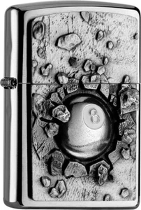 ZIPPO chrom gebürstet Plakette Eightball 2004738 Metall Geschenkverpackung - Bild 1 von 2