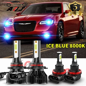 For 2011-2015 Chrysler 300 blue Led Headlight Hi/Lo+Fog light Combo Bulbs 4pcs - Picture 1 of 19