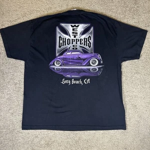 Vintage 90s Jesse Who West Coast Choppers Chrome Purple Coup Car Black Tee XXL - Bild 1 von 13