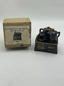 Vintage DOT Schwarz Herd 3 Stück Wasserkocher und Topf Kriterium Salz & Pfeffer Set Japan - Bild 1 von 7
