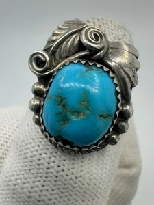 Kevin Yazzie Navajo Sleeping Beauty Turquoise Sterling Silver Ring Band - Picture 1 of 10