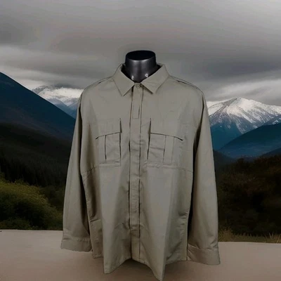 BLAUER Mens 8731 TENX™ Long Sleeve BDU Zip Front SHIRT 3XL Silver Tan NWOT - Image 1 of 4