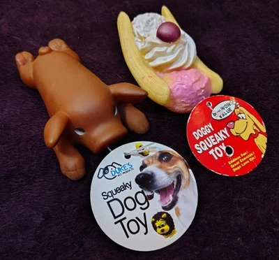 Roasted Pig , Ice Cream Sundae  Dog Toy Squeaker Chewing Toy Lot of 2 Vinyl - Image 1 of 4
