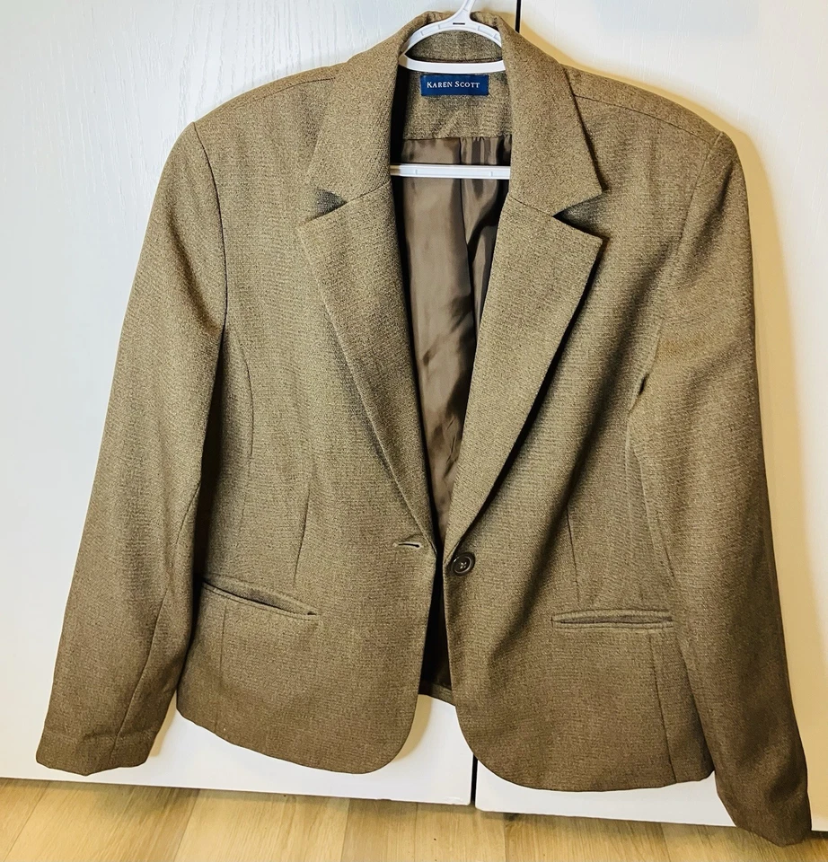 Chaqueta Karen Scott Beige 100% Poliéster Mujer Talla 16 Foto 1 de 4