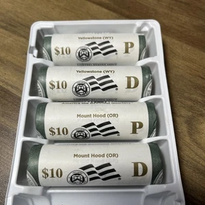 4 US MINT Rolls 2010 P&D ATB QUARTERS Mount Hood & Yellowstone - Picture 1 of 3