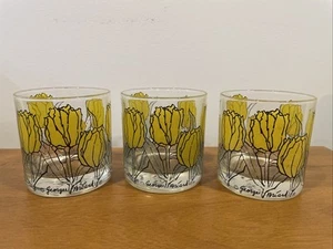 Vintage Georges Briard MCM Tulip Tumbler Glasses Set Of 3 - Picture 1 of 4