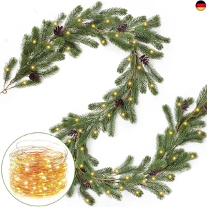 TINA 2M Tannengirlande mit Beleuchtung 20 LEDs, Weihnachtsgirlande mit - Bild 1 von 8