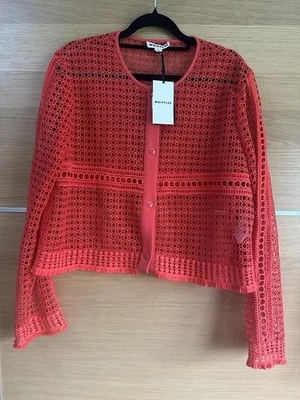 Chaqueta Whistles Talla 16 Roja Con Encaje Abotonada Manga Larga Recortada Nueva Con Etiquetas BG1  Foto 1 de 4